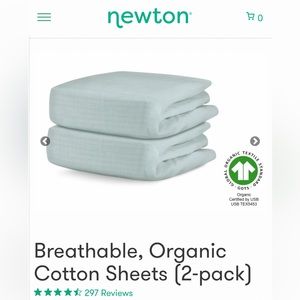 Newton Baby Sheets (2 pack)- Breathable Organic Muslin Cotton. Color: Sa…